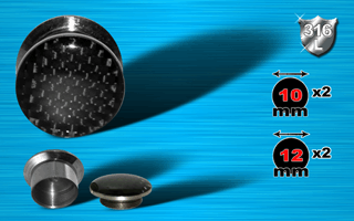 lot de 4 plugs acier 316 l coffret - tressage carbon - protection acrylique