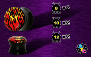 lot de 6 plugs acrylique noir logo flamme tribal- protection translucide