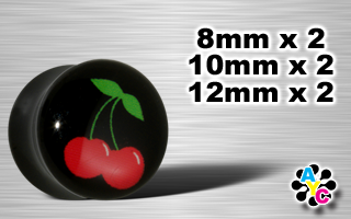 lot de 6 plugs acrylique noir logo cerise- protection translucide
