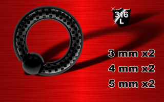 lot de 6 bcr acier 316 anodise noir - logo damie grave au laser (double face) - boule clipable a la main.(systeme a ressort)