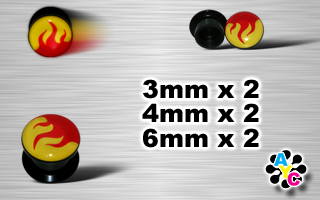 lot de 6 plugs coffret vissables acrylique noir - flamme - protection translucide