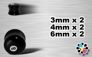 lot de 6 plugs acrylique noir logo ball 8- protection translucide