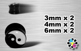lot de 6 plugs acrylique noir logo ying yang- protection translucide