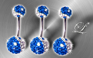 lot de 3 bananes acier 1.6x10 double boule multi strass (superieure : 6 mm, inferieure :10 mm de diametre) ying yang.revetement acrylique exclusif empechant la chute des strass !!!