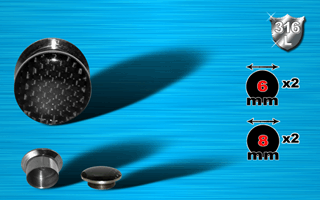 lot de 4 plugs acier 316 l coffret - tressage carbon - protection acrylique