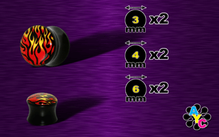 lot de 6 plugs acrylique noir logo flamme tribal-protection translucide