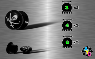 lot de 6 plugs coffret vissables acrylique noir - pirate - protection translucide