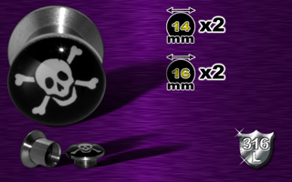 lot de 4 plugs acier 316 l coffret - logo pirate - protection acrylique