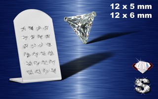 Presentoir de 24 boucle d'oreille zironc cristal griffe (12 paires) - argent 925 - triangulaire