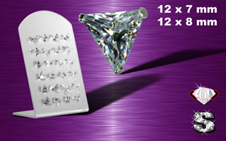 Presentoir de 24 boucle d'oreille zironc cristal griffe (12 paires) - argent 925 - triangulaire