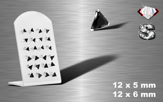 Presentoir de 24 boucle d'oreille zironc Noir griffe (12 paires) triangle - argent 925 - 5 et 6 mm