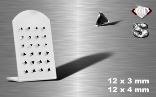 Presentoir de 24 boucle d'oreille zironc Noir griffe (12 paires) triangle - argent 925 - 3 et 4 mm