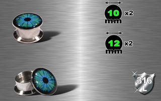 lot de 4 plugs acier 316 l coffret - logo iris - protection acrylique - 10 et 12 mm