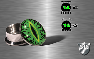 lot de 4 plugs acier 316 l coffret - logo reptile - protection acrylique - 14 et 16 mm