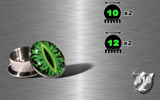 lot de 4 plugs acier 316 l coffret - logo reptile - protection acrylique - 10 et 12 mm