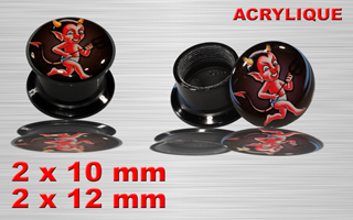 lot de 4 plugs boite acrylique - logo diablito - protection acrylique translucide - 10 et 12 mm