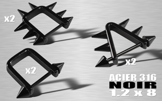lot de 6 pieces acier 316 anodise noir - identiques a la photo - 1.2 x 8 - cone 3 mm