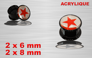 lot de 4 plugs boite acrylique - logo etoile miroir - protection acrylique translucide - 6 et 8 mm