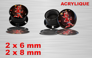lot de 4 plugs boite acrylique - logo diablito - protection acrylique translucide - 6 et 8 mm