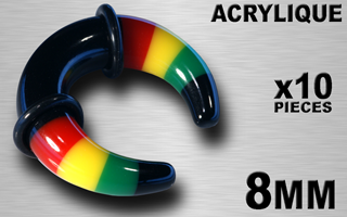 10 elargisseurs acrylique rasta en 8 mm
