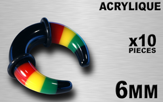 10 elargisseurs acrylique rasta en 6 mm