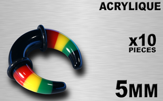 10 elargisseurs acrylique rasta en 5 mm