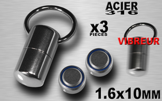 lot de 3 anneau vibreur 1.6 x 10 avec 3 piles de rechange par anneau. acier