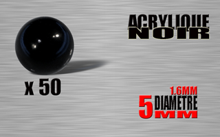 lot de 50 boules acryliques noires 1.6 x 5 mm