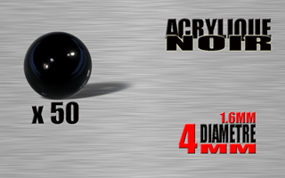 lot de 50 boules acryliques noires 1.6 x 4 mm