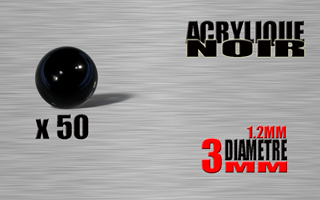 lot de 50 boules acryliques noires 1.2 x 3 mm