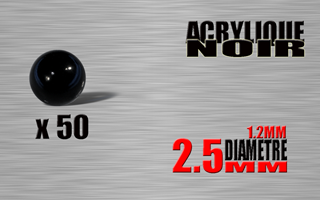 lot de 50 boules acryliques noires 1.2 x 2.5 mm
