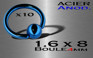 lot de 10 bcr acier anodise bleu 1.6 x 8 - boule 4 mm
