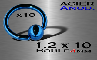 lot de 10 bcr acier anodise bleu 1.2 x 10 - boule 4 mm