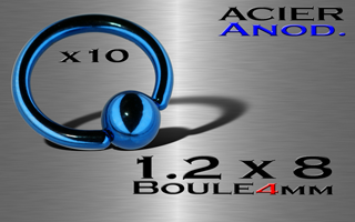 lot de 10 bcr acier anodise bleu 1.2 x 8 - boule 4 mm
