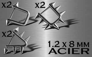 lot de 6 boucles acier multi cone . 1.2 x 8 mm