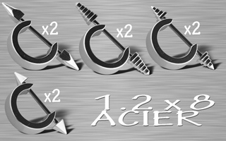 lot de 8 anneaux acier cones pyramide 1.2 x 8 mm