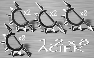 lot de 8 anneaux acier cones pyramide 1.2 x 8 mm