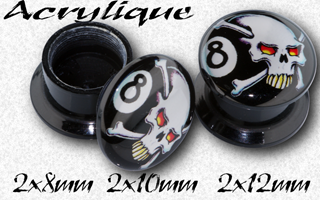 lot de 6 plugs boite acrylique - crane billard - protection acrylique translucide - 8 10 et 12 mm