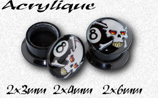 lot de 6 plugs boite acrylique - crane billard - protection acrylique translucide - 3 4 et 6 mm