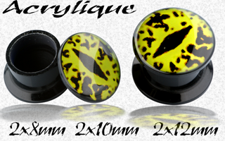 lot de 6 plugs boite acrylique - oeil reptil - protection acrylique translucide - 8 10 et 12 mm