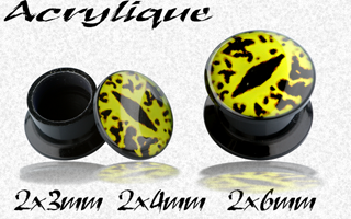 lot de 6 plugs boite acrylique - oeil reptil - protection acrylique translucide - 3 4 et 6 mm