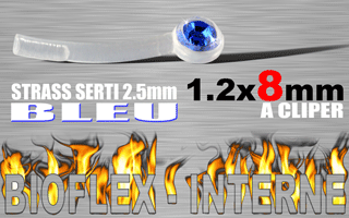 lot de 5 microbananes bioflex clipables 1.2 x 8 - strass bleu serti - autoclavable - special arcade (pierre en face) - nombreux accessoires a clipper (voir les produits compatibles)