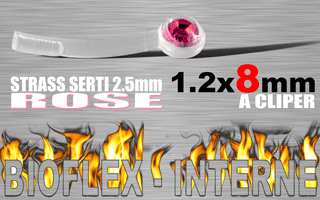 lot de 5 microbananes bioflex clipables 1.2 x 8 - strass rose serti - autoclavable - special arcade (pierre en face) - nombreux accessoires a clipper (voir les produits compatibles)