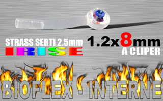 lot de 5 microbananes bioflex clipables 1.2 x 8 - strass irise serti - autoclavable - special arcade (pierre en face) - nombreux accessoires a clipper (voir les produits compatibles)