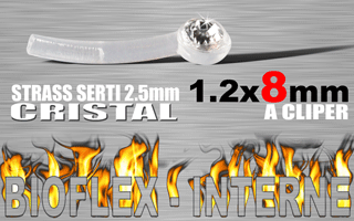 lot de 5 microbananes bioflex clipables 1.2 x 8 - strass cristal serti - autoclavable - special arcade (pierre en face) - nombreux accessoires a clipper (voir les produits compatibles)