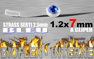 lot de 5 microbananes bioflex clipables 1.2 x 7 - strass bleu serti - autoclavable - special arcade (pierre en face) - nombreux accessoires a clipper (voir les produits compatibles)