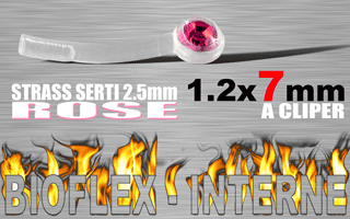 lot de 5 microbananes bioflex clipables 1.2 x 7 - strass rose serti - autoclavable - special arcade (pierre en face) - nombreux accessoires a clipper (voir les produits compatibles)
