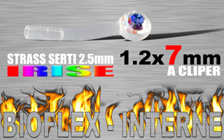 lot de 5 microbananes bioflex clipables 1.2 x 7 - strass irise serti - autoclavable - special arcade (pierre en face) - nombreux accessoires a clipper (voir les produits compatibles)