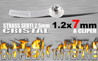 lot de 5 microbananes bioflex clipables 1.2 x 7 - strass cristal serti - autoclavable - special arcade (pierre en face) - nombreux accessoires a clipper (voir les produits compatibles)
