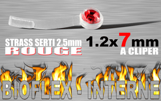 lot de 5 microbananes bioflex clipables 1.2 x 7 - strass rouge serti - autoclavable - special arcade (pierre en face) - nombreux accessoires a clipper (voir les produits compatibles)